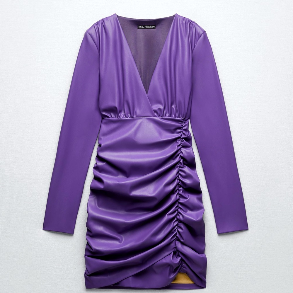 Zara leather purple dress